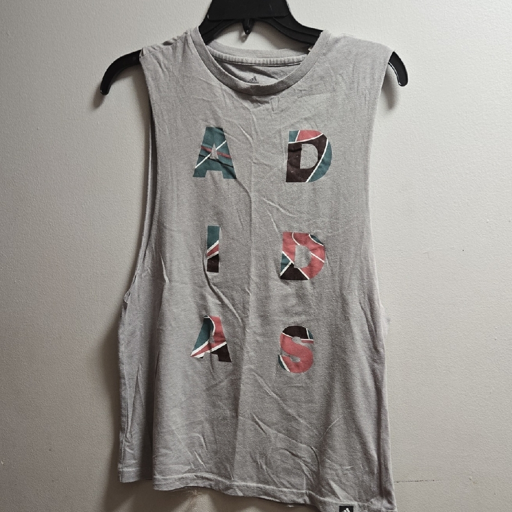 Adidas Gray Tank with Colorful Logo